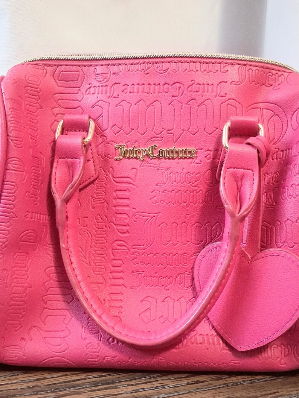Juicy Couture Hot Pink Embossed Satchel with Gold Logo